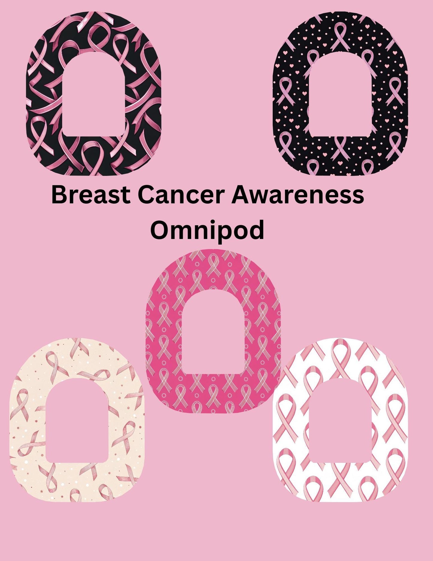 Breast Cancer Awareness CGM Patch, Dexcom G6/Libre/Omnipod Cover (Pack of 5)