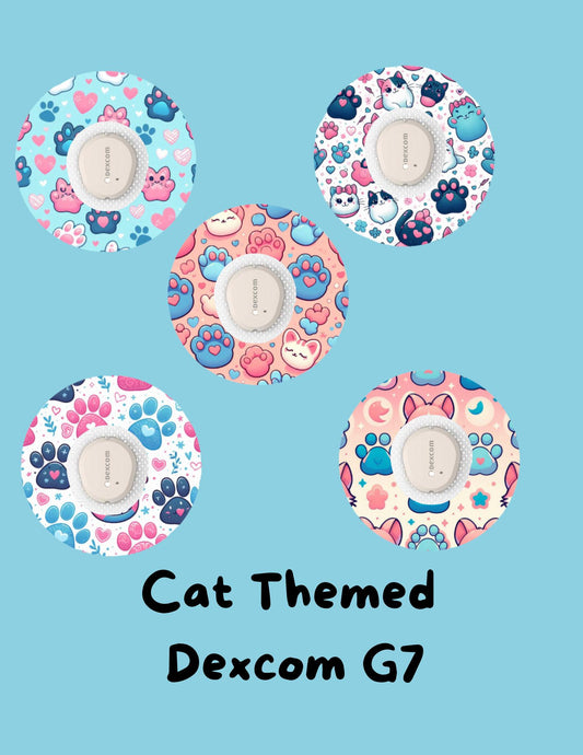 Cat Theme CGM SuperSkin Cover Patches, Dexcom G7, G6, Libre (Pack of 5)