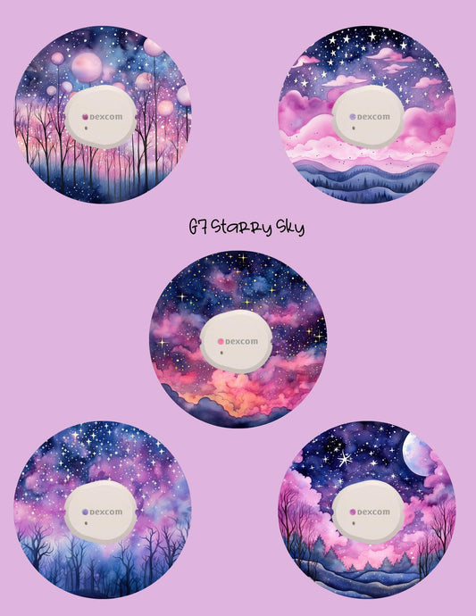 Starry Sky Dexcom CGM Cover Patches, Style Pack of 5