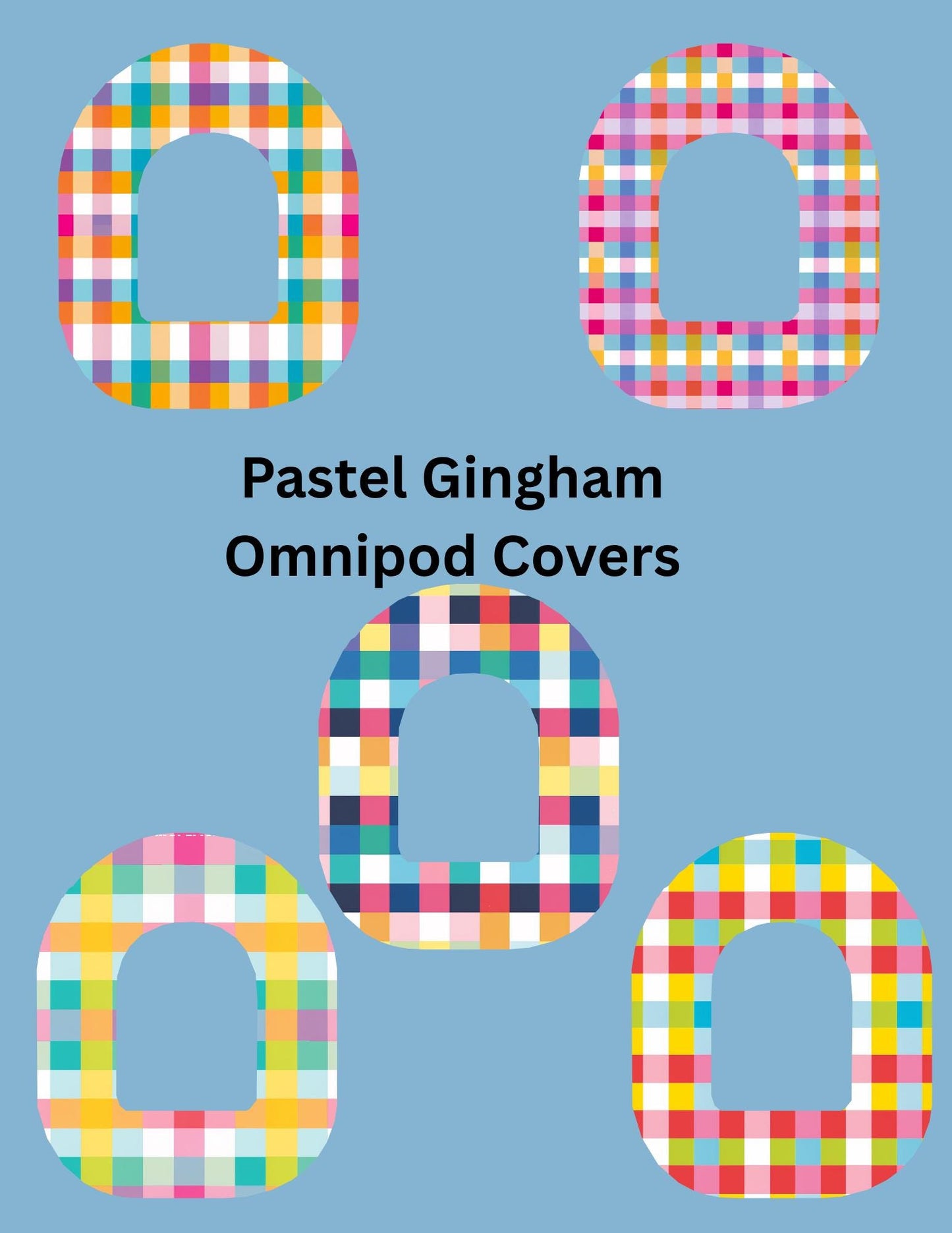 Omnipod Cover Pastel Gingham Theme Style Pack of 5