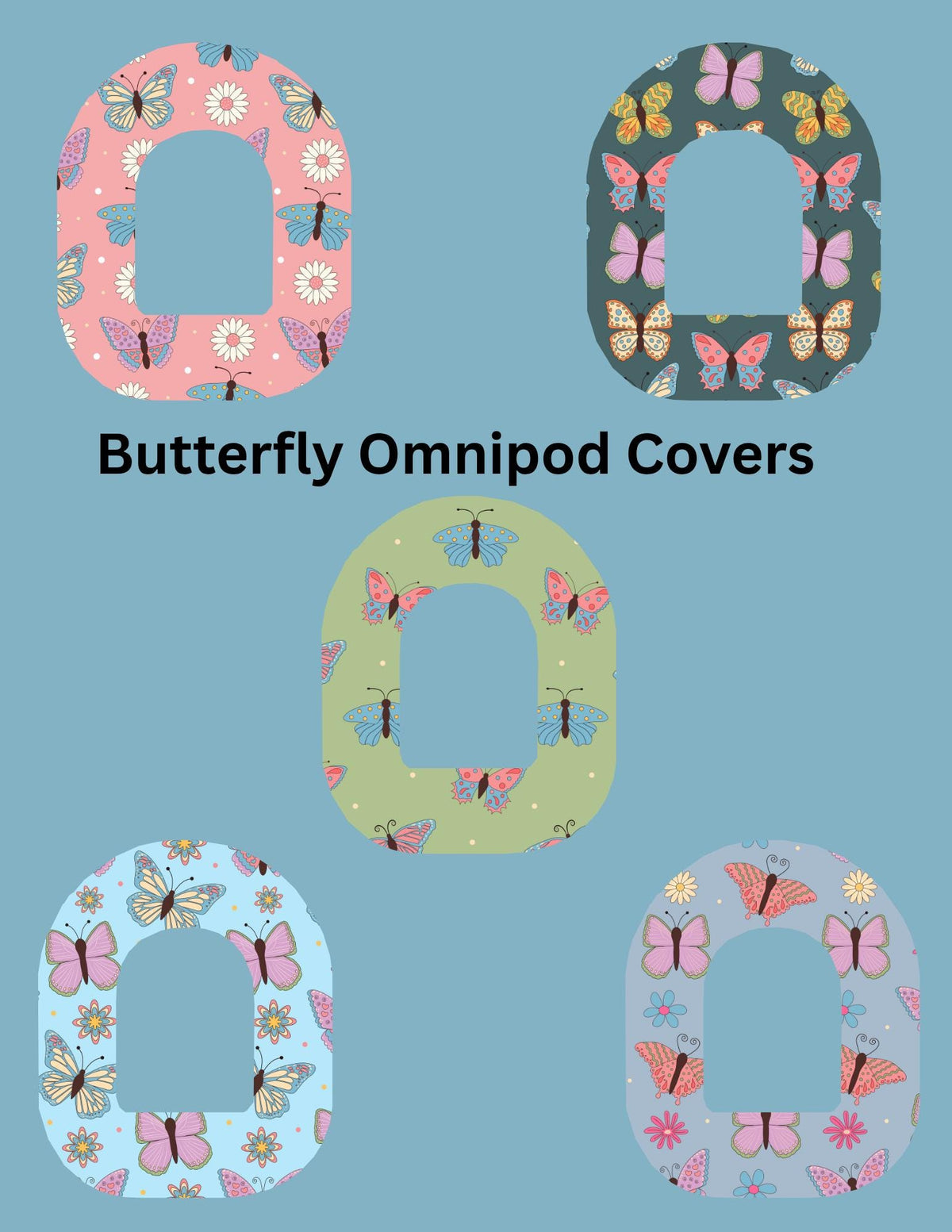 Omnipod Cover Butterfly Theme Style Pack of 5