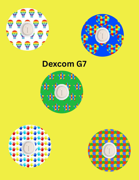 Autism Awareness CGM Patch, Dexcom G7, Libre 3 Cover, Style Pack of 5
