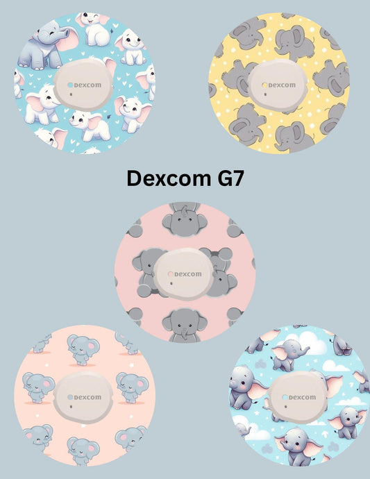 Elephant Dexcom G7, G6, Libre CGM Omnipod Cover Patches, Pack of 5