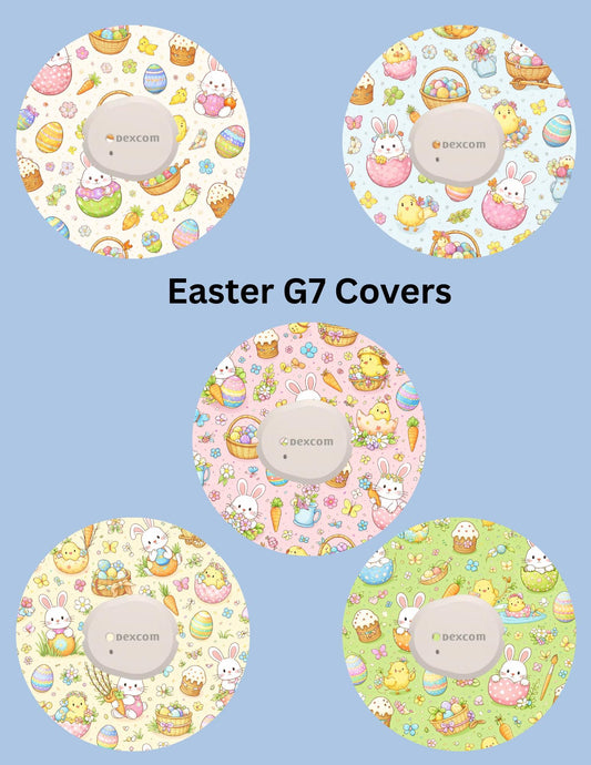 Easter Bunny Chicks CGM Patches, Dexcom G7, Libre 3, Omnipod, Pack of 5