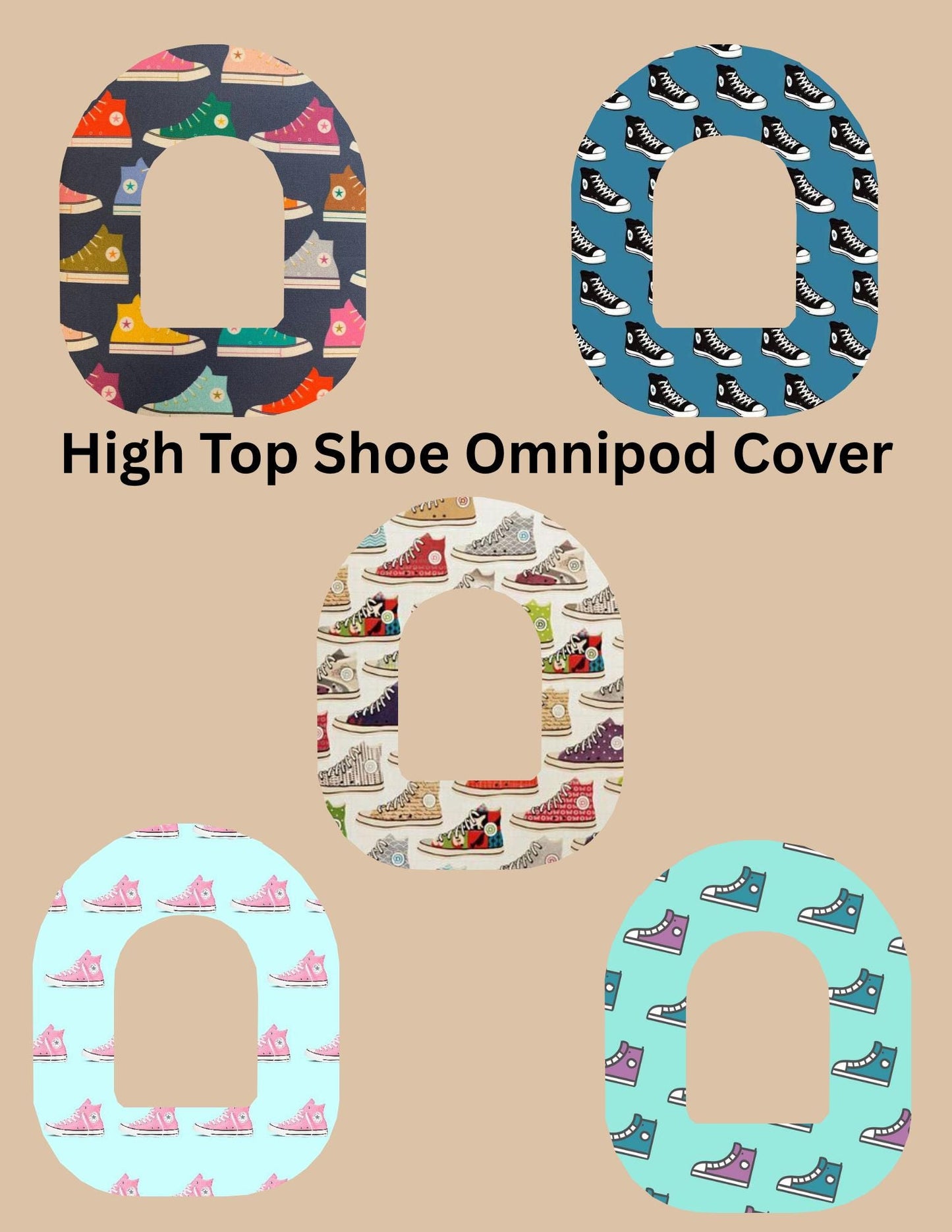 Omnipod Cover High Top Shoe Theme Style Pack of 5