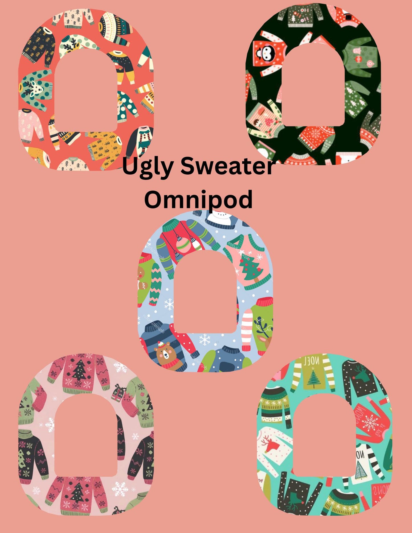 Ugly Sweater CGM Stickers, Christmas Theme, Pack of 5