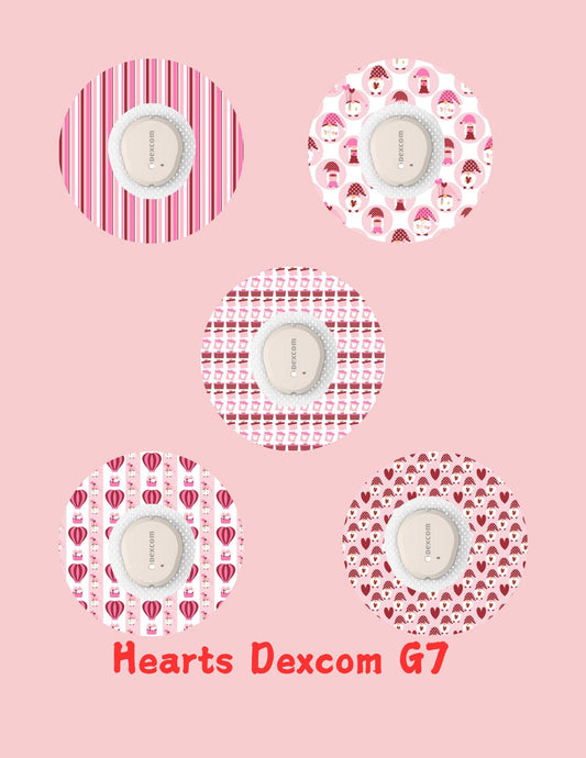 Hearts Dexcom G7/G6/Libre CGM SuperSkin Patches, Pack of 5