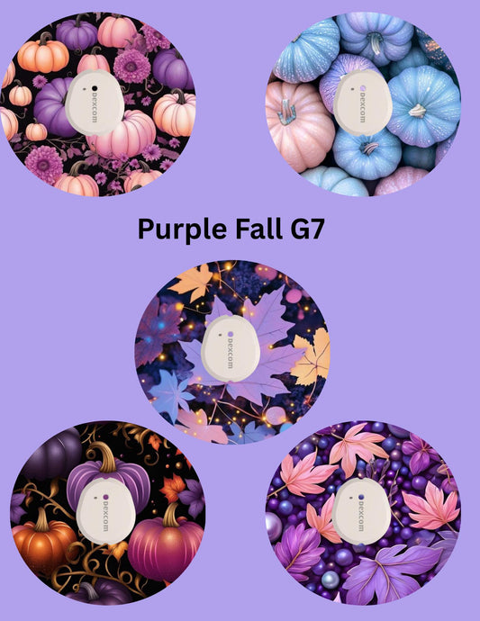 Purple Fall CGM Stickers, Dexcom G7 G6 Libre 3 2, 5-Pack
