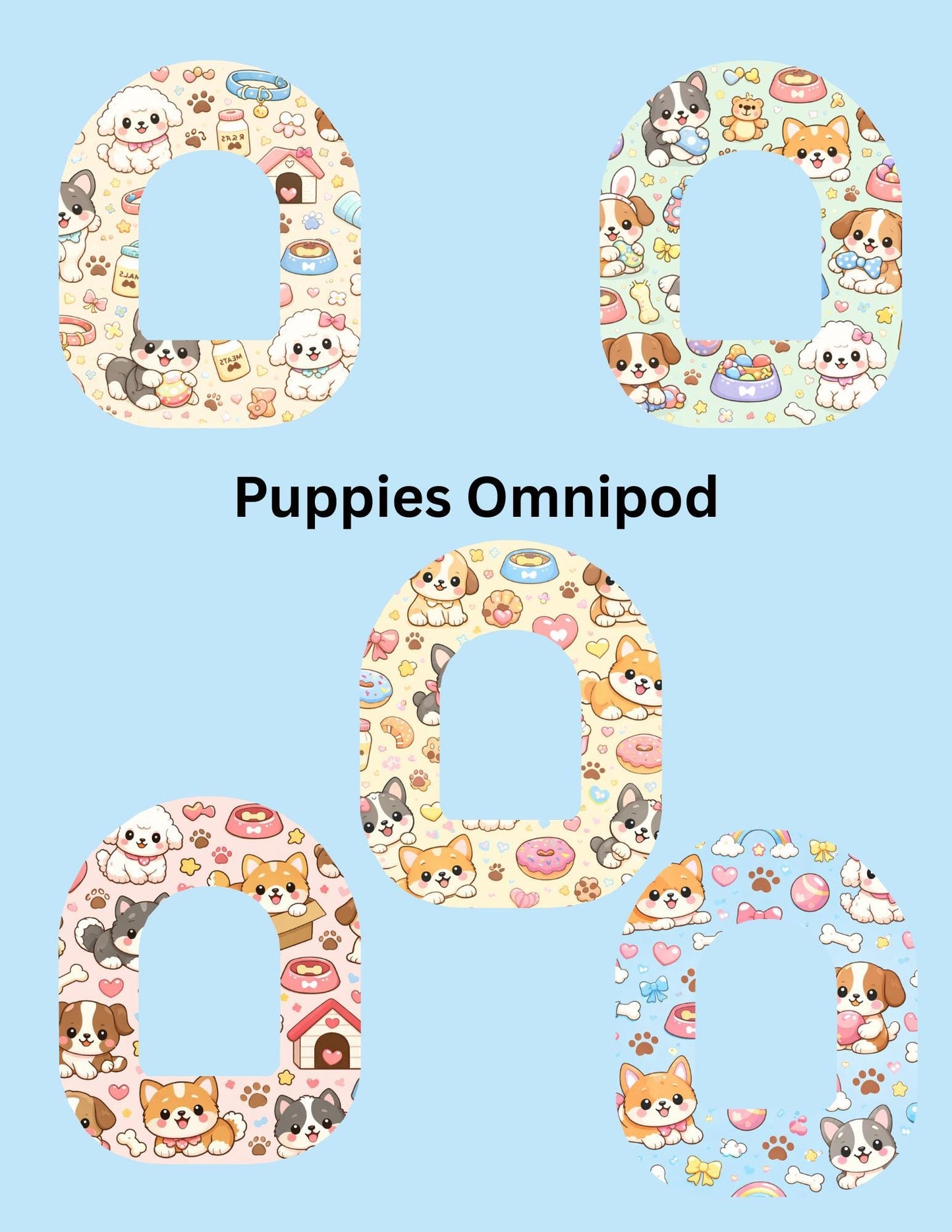 Puppies CGM Patches, Dexcom G7, Libre 3, Omnipod, Pack of 5