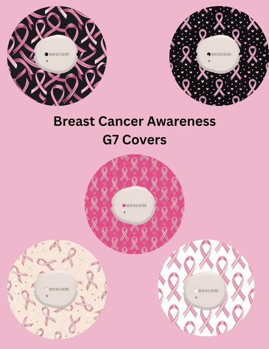 Breast Cancer Awareness CGM Patch, Dexcom G6/Libre/Omnipod Cover (Pack of 5)