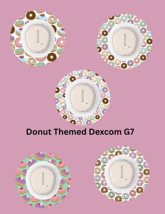 Donut CGM Sensor Cover Stickers: Dexcom G6, G7, Libre 2, 3 (Set of 5)