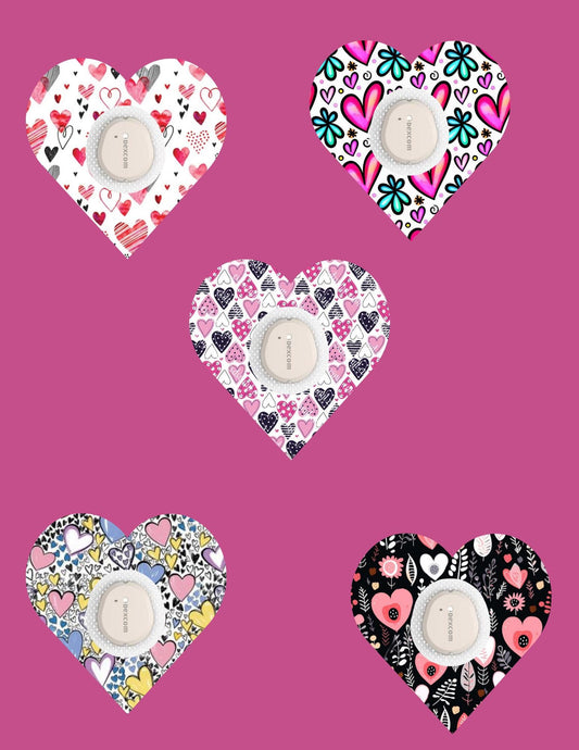 Heart CGM Patches: Dexcom G7/Libre/G6 Cover, Style Pack of 5