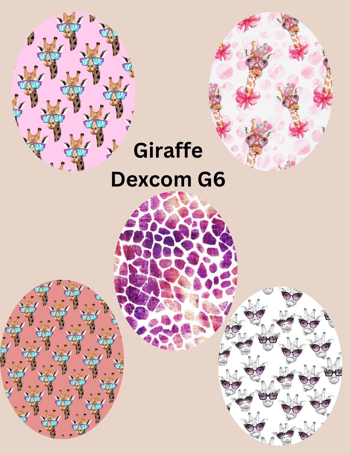 Giraffe Dexcom G7 CGM Cover Patches, Themed 5-Pack