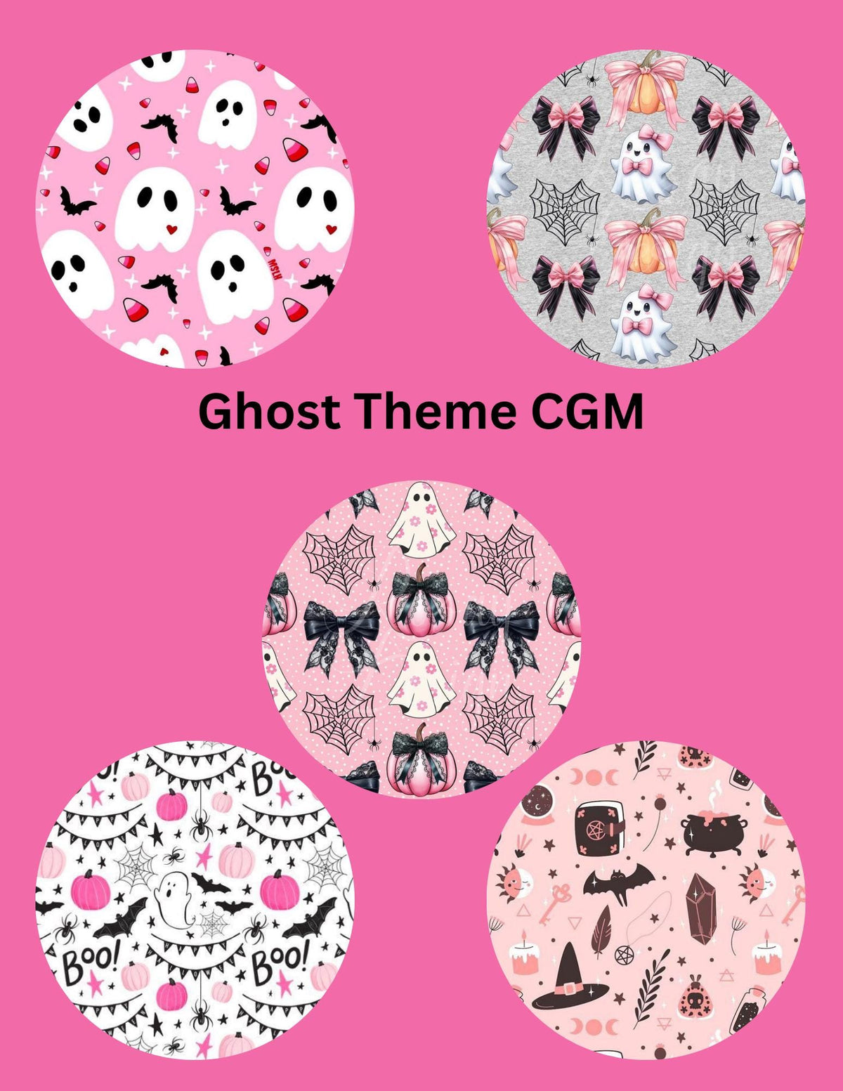 Dexcom G7 CGM Cover Patches, Ghost Theme Style, Pack of 5