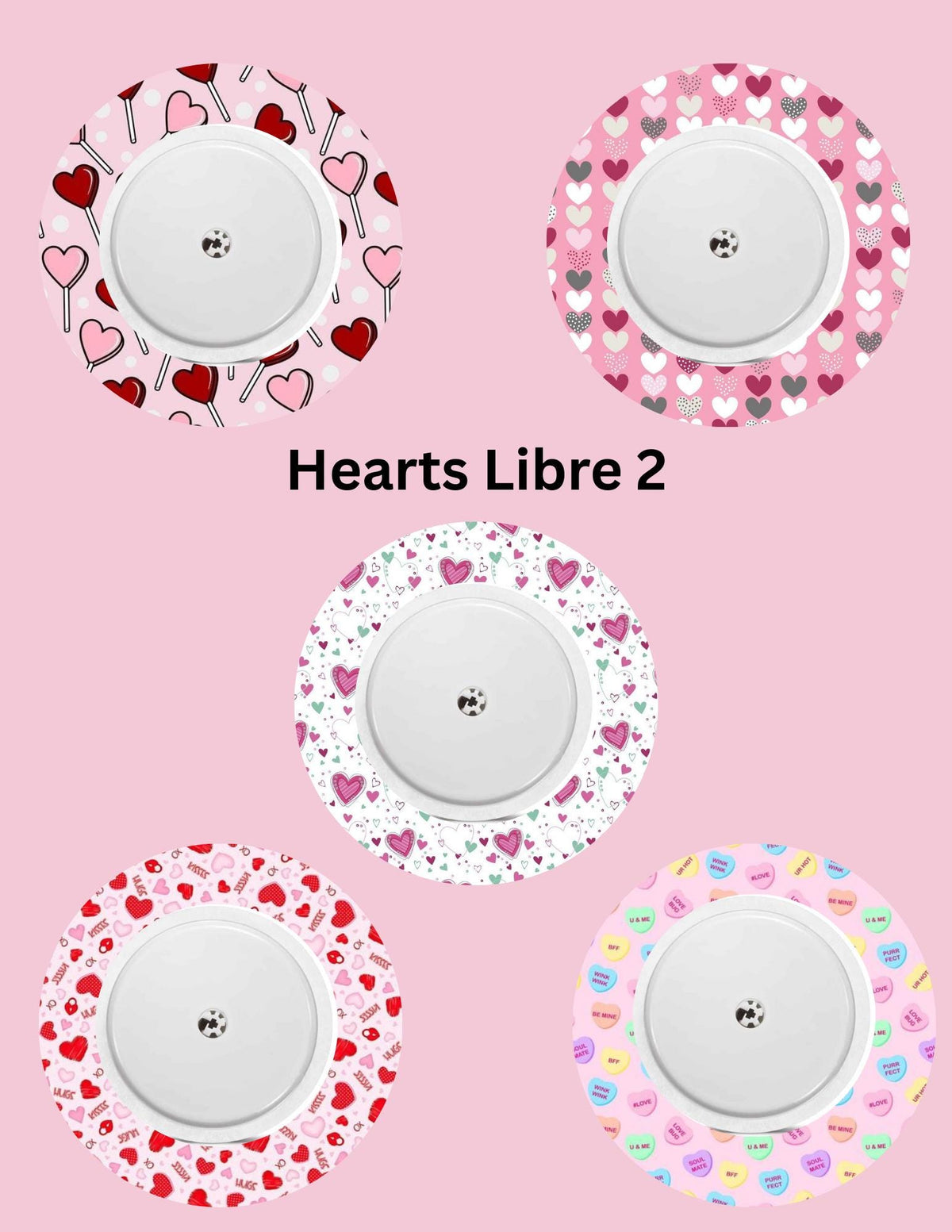 Hearts Valentines Day CGM Patches, Dexcom G7, Libre 3, Omnipod Cover, Pack of 5