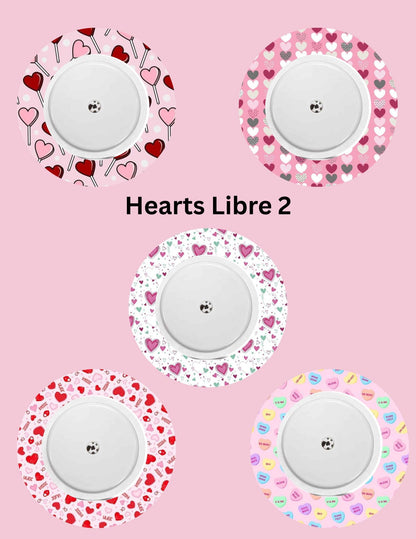 Hearts Valentines Day CGM Patches, Dexcom G7, Libre 3, Omnipod Cover, Pack of 5