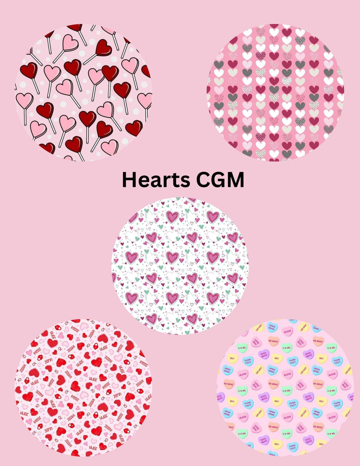 Hearts Valentines Day CGM Patches, Dexcom G7, Libre 3, Omnipod Cover, Pack of 5