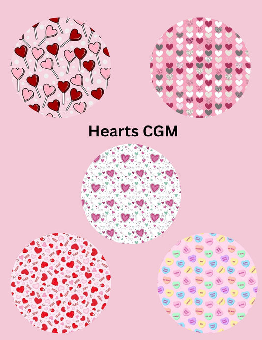 Hearts Valentines Day CGM Patches, Dexcom G7, Libre 3, Omnipod Cover, Pack of 5