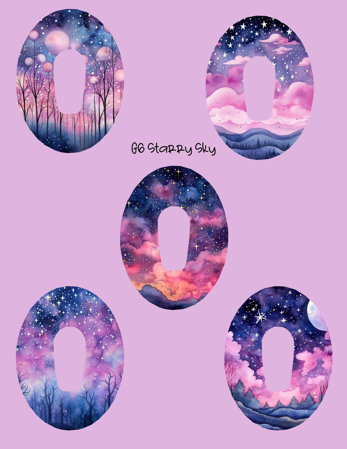 Starry Sky Dexcom CGM Cover Patches, Style Pack of 5