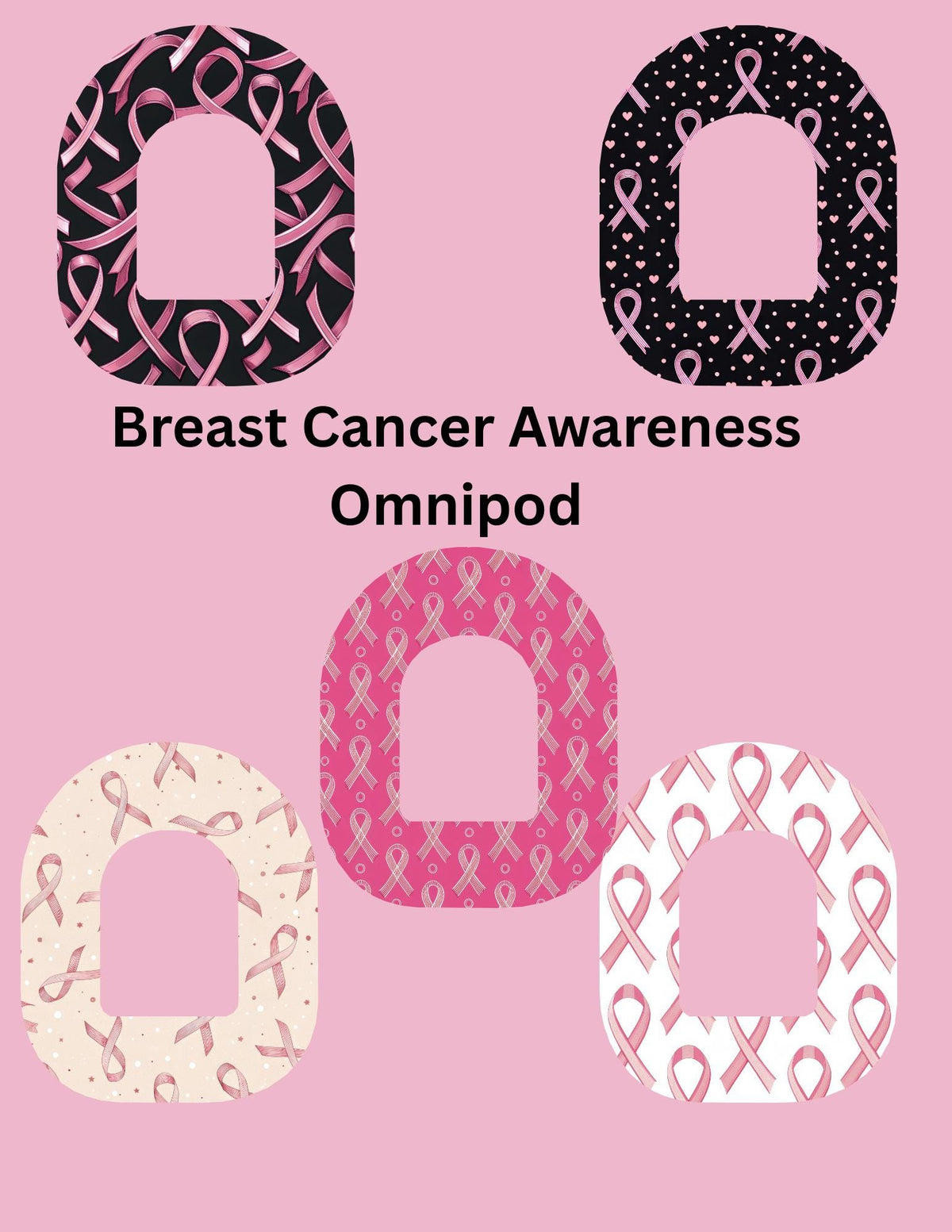 Breast Cancer Awareness CGM Patch, Dexcom G6/Libre/Omnipod Cover (Pack of 5)