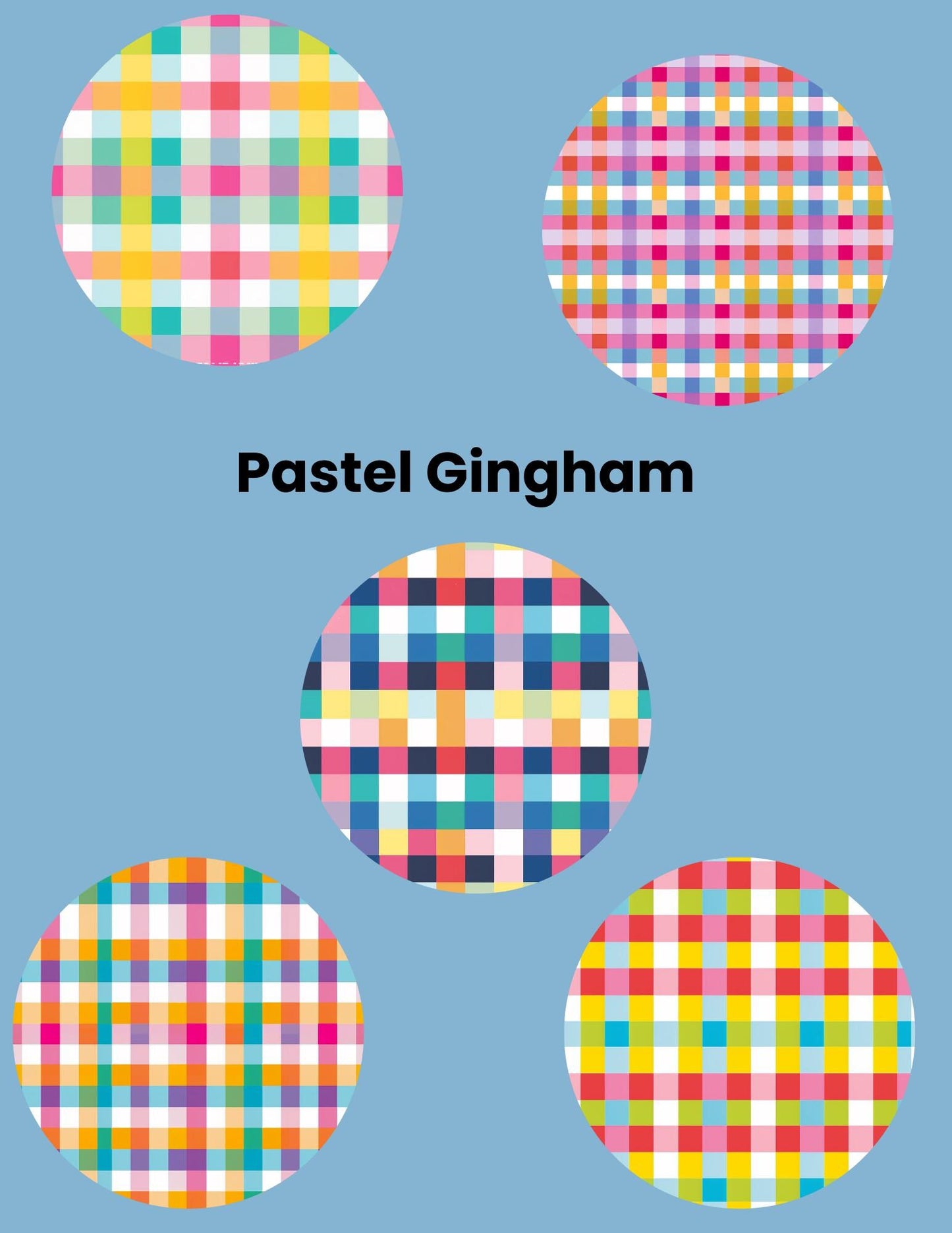 Pastel Gingham Dexcom G7/Libre CGM Cover Patches, Style Pack of 5