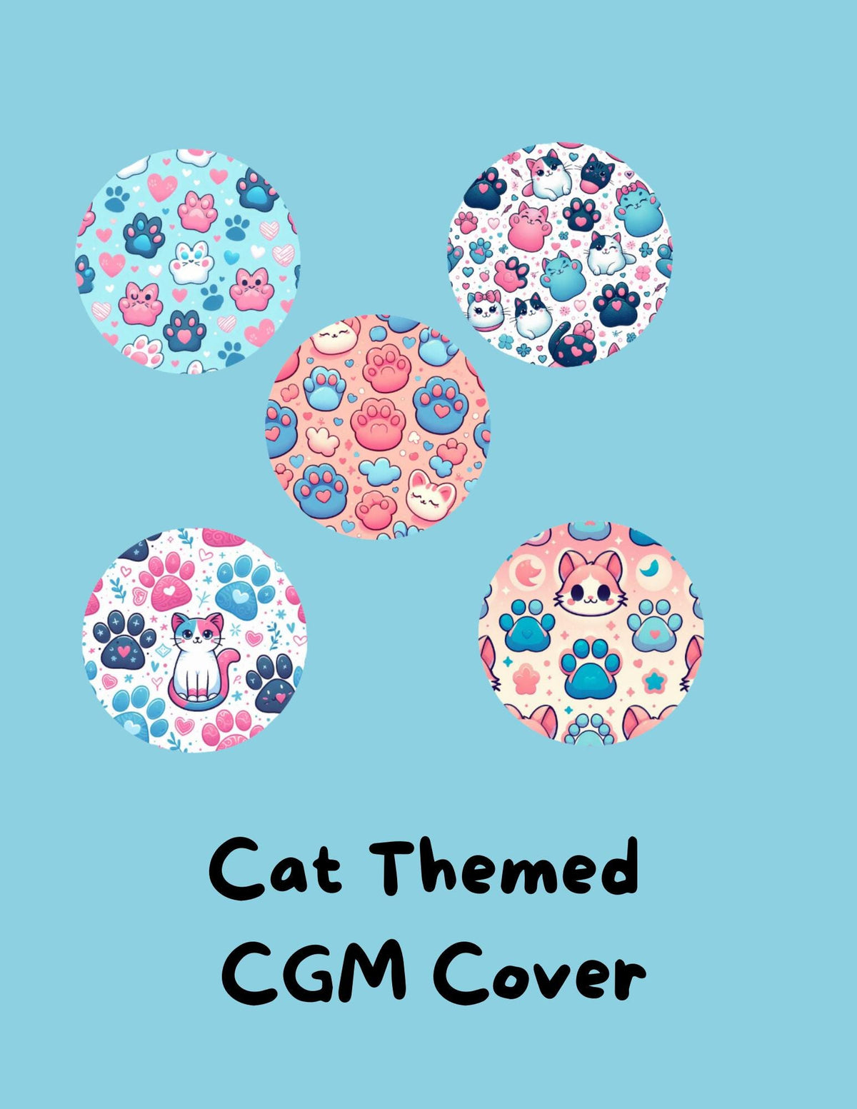 Cat Theme CGM SuperSkin Cover Patches, Dexcom G7, G6, Libre (Pack of 5)