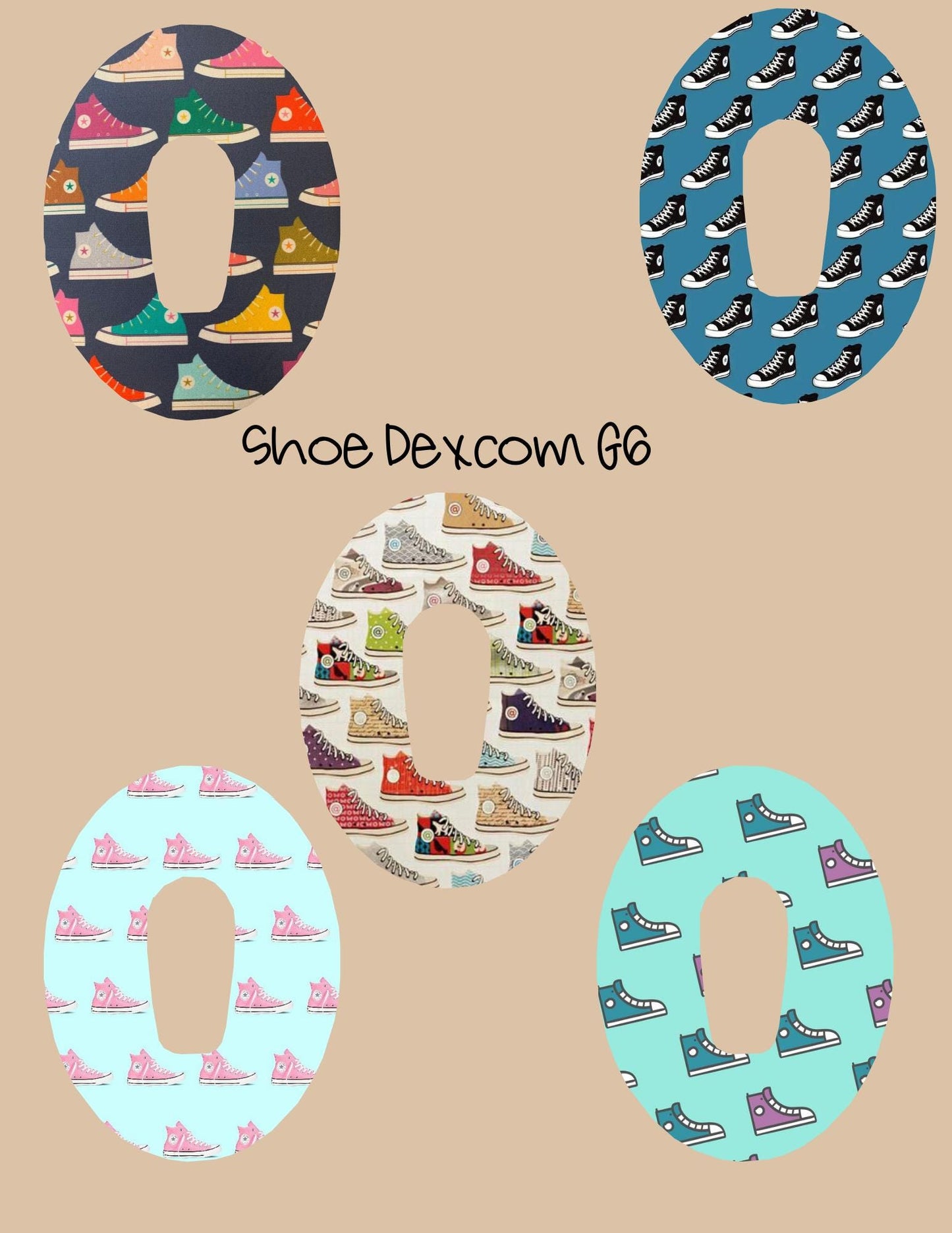 Hightop Shoe CGM Cover Patch 5-Pack: Dexcom G7/Libre