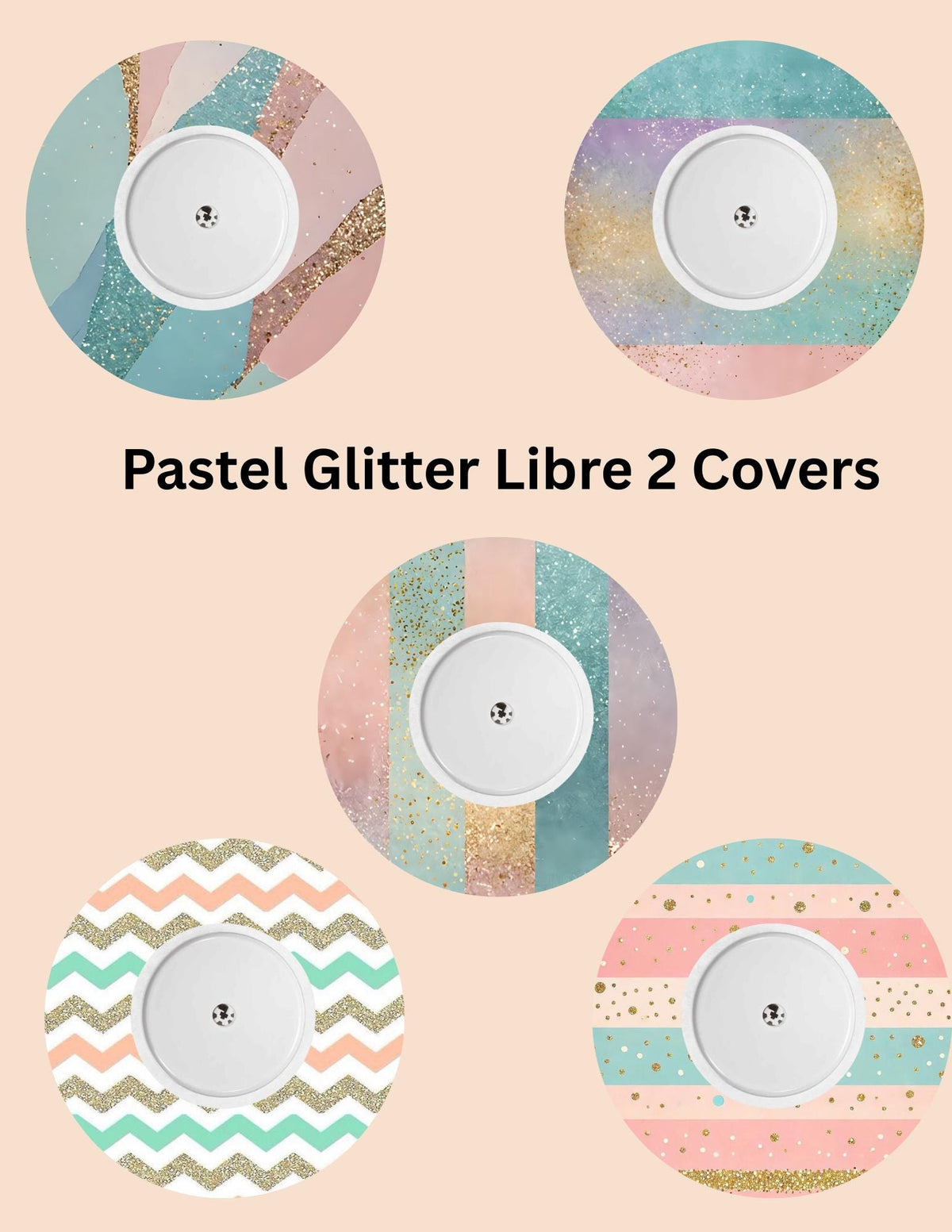 Pastel Glitter CGM Patches, Dexcom G7, Libre 3, Omnipod Cover, Pack of 5