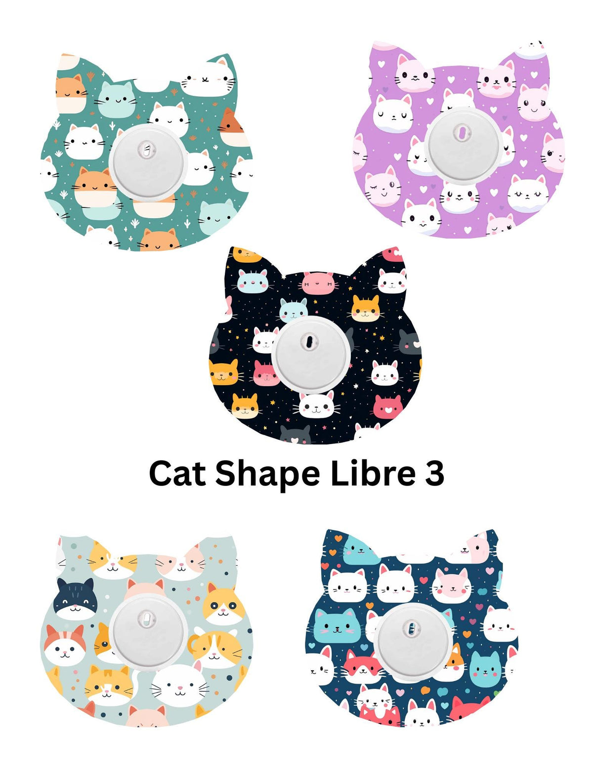 Cat Face Dexcom G7 CGM Patches, Style Pack