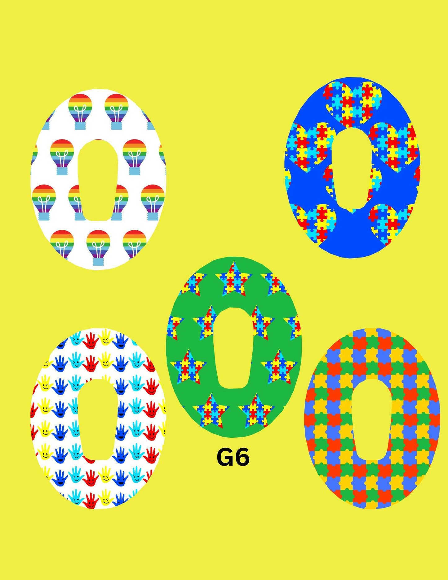 Autism Awareness CGM Patch, Dexcom G7, Libre 3 Cover, Style Pack of 5