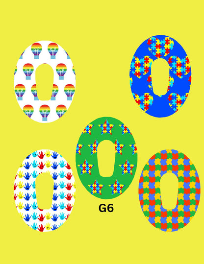 Autism Awareness CGM Patch, Dexcom G7, Libre 3 Cover, Style Pack of 5
