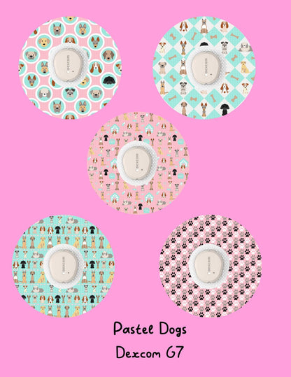 Dog Print CGM Stickers, Dexcom G7 G6, Libre 3 2, Pastel Puppy