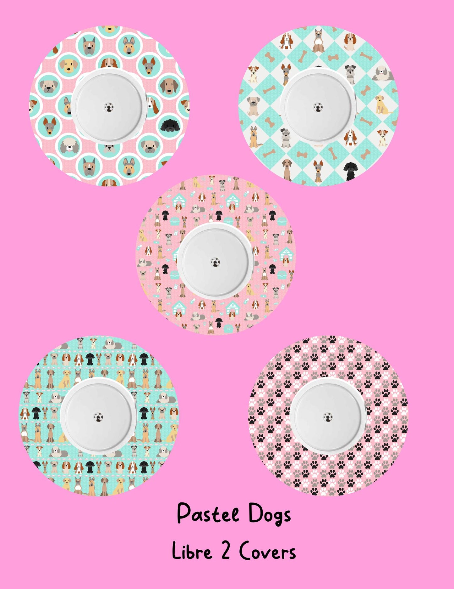 Dog Print CGM Stickers, Dexcom G7 G6, Libre 3 2, Pastel Puppy