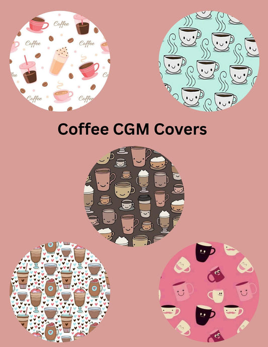 Coffee Themed CGM Adhesive Patches, Dexcom G7 G6 Libre, Pack of 5
