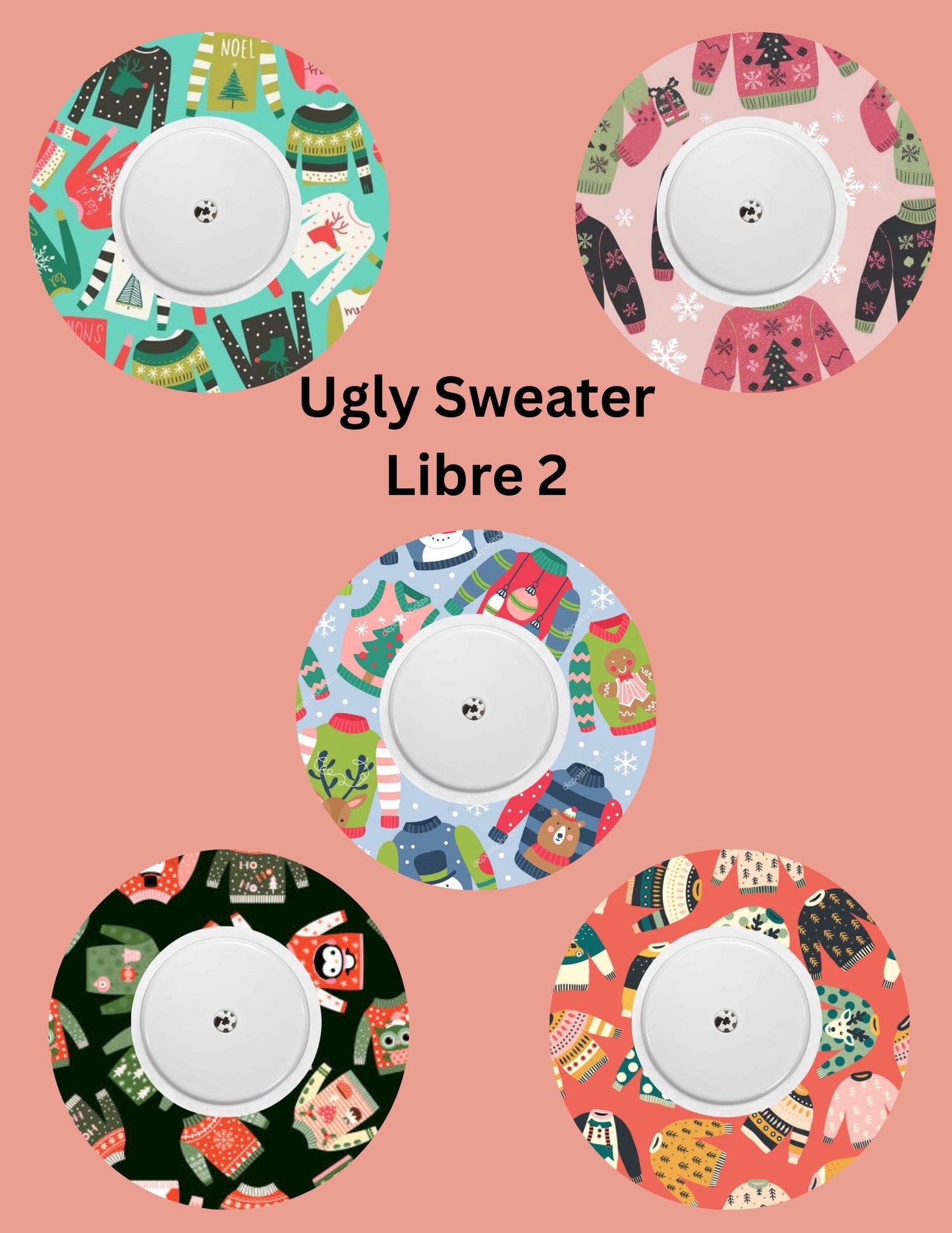 Ugly Sweater CGM Stickers, Christmas Theme, Pack of 5