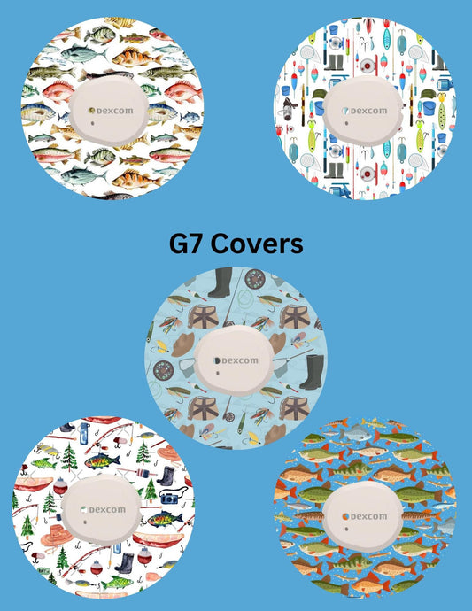 Fishing Theme CGM Stickers | Dexcom G7, Libre 2/3, G6 Cover Patches (5-Pack)