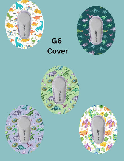 Dinosaur CGM Cover Patches, Dexcom G7/Libre/G6, Omnipod, Style Pack of 5