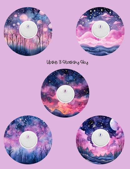 Starry Sky Dexcom CGM Cover Patches, Style Pack of 5