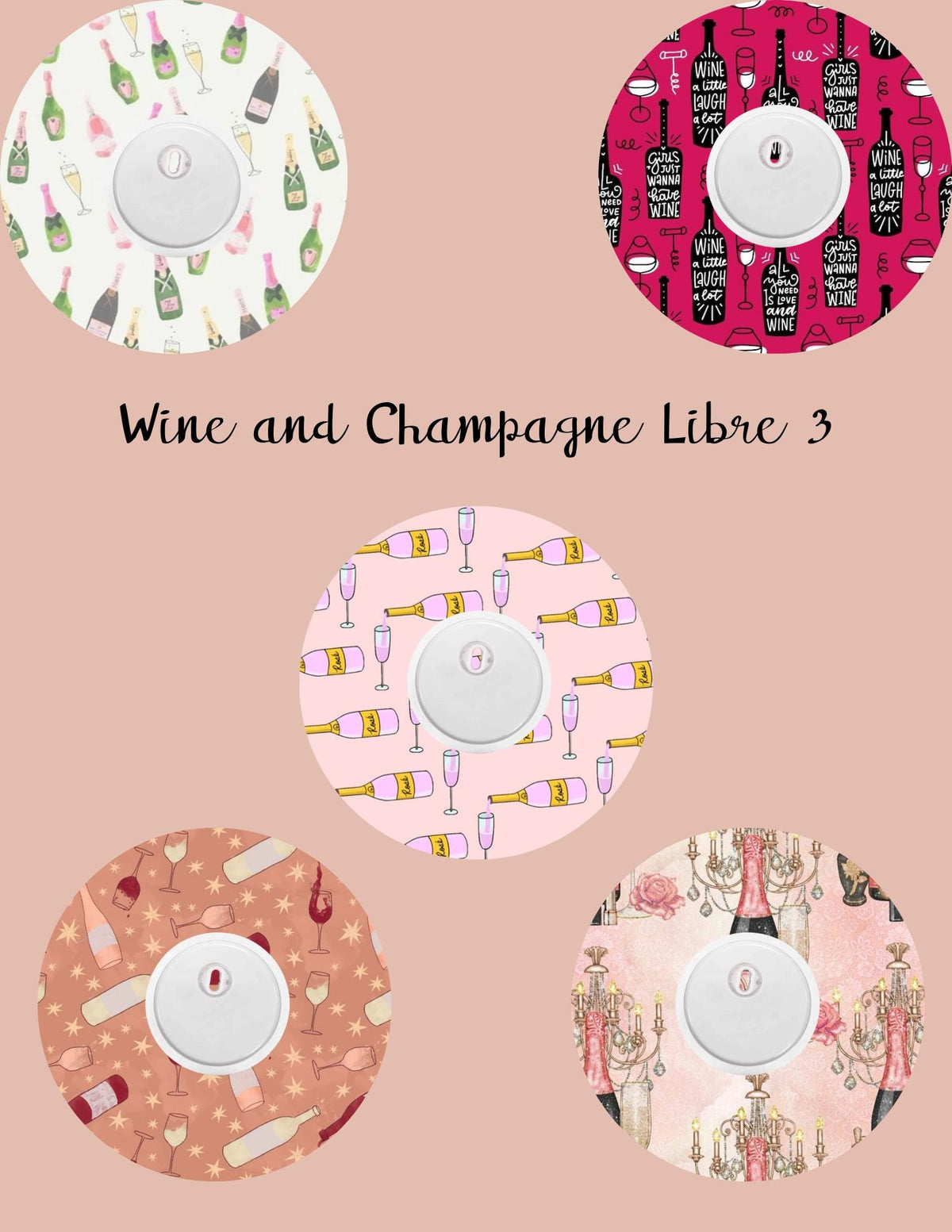 Wine & Champagne Dexcom/Libre Sensor Covers, CGM Adhesive Patches (Set of 5)