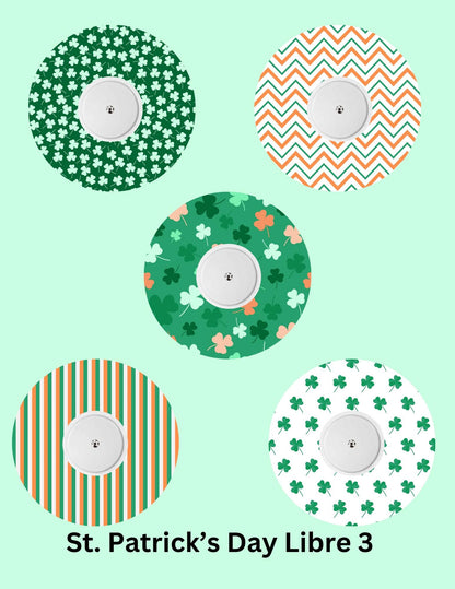 St. Patrick's Day CGM Stickers, Dexcom G7, Libre 3, SuperSkin Patches, 5-Pack