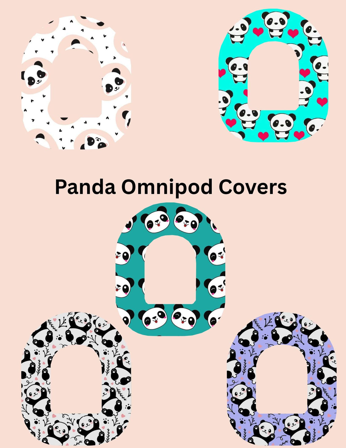 Omnipod Cover Panda Theme Style Pack of 5 Cute Panda Omnipod Covers