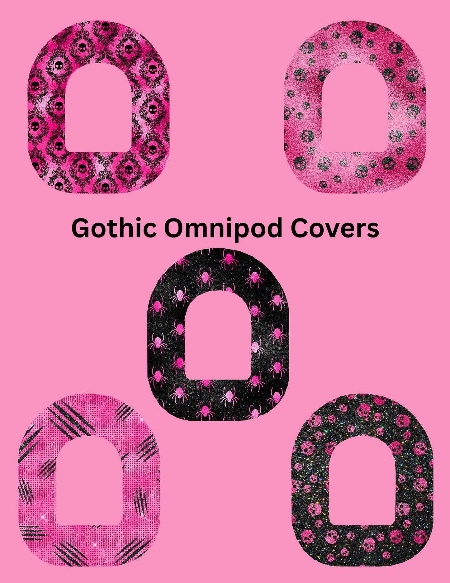 Omnipod Cover Pink Gothic Style Theme Style Pack of 5