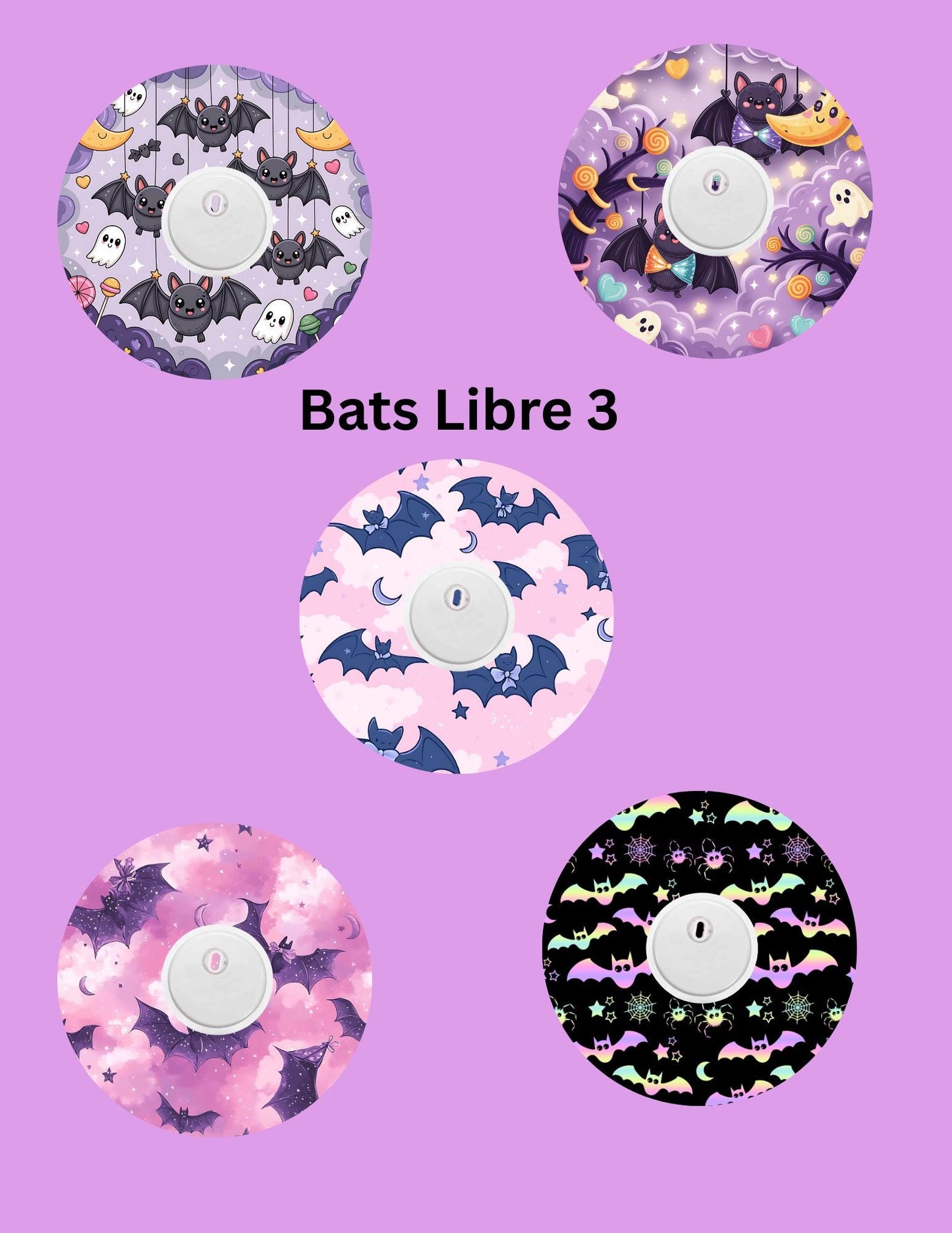 Purple Bats CGM Adhesive Patches, Dexcom G7 G6 Libre Omnipod, Pack of 5