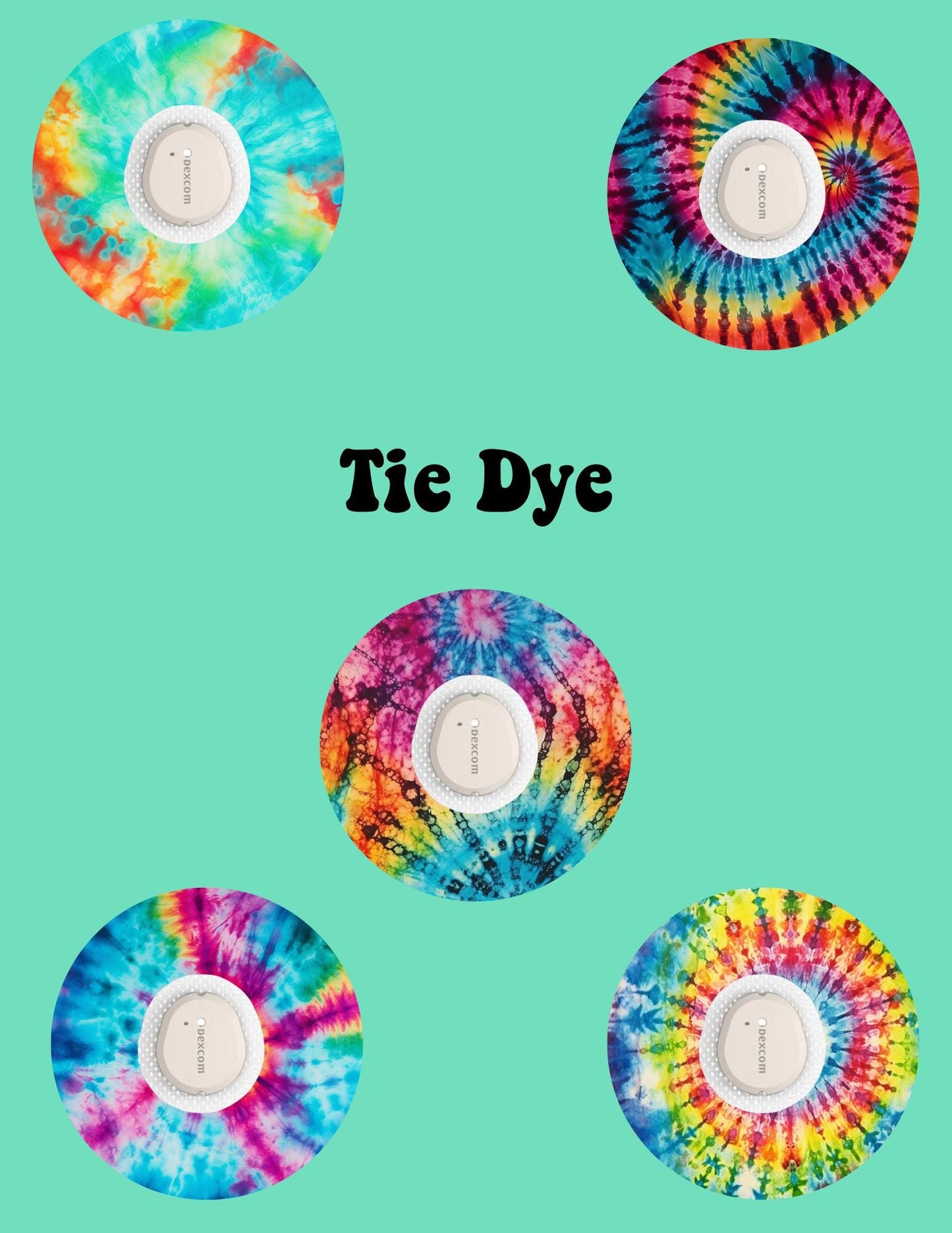 Tie Dye CGM Cover Patches for Dexcom G7/Libre - 5 Pack