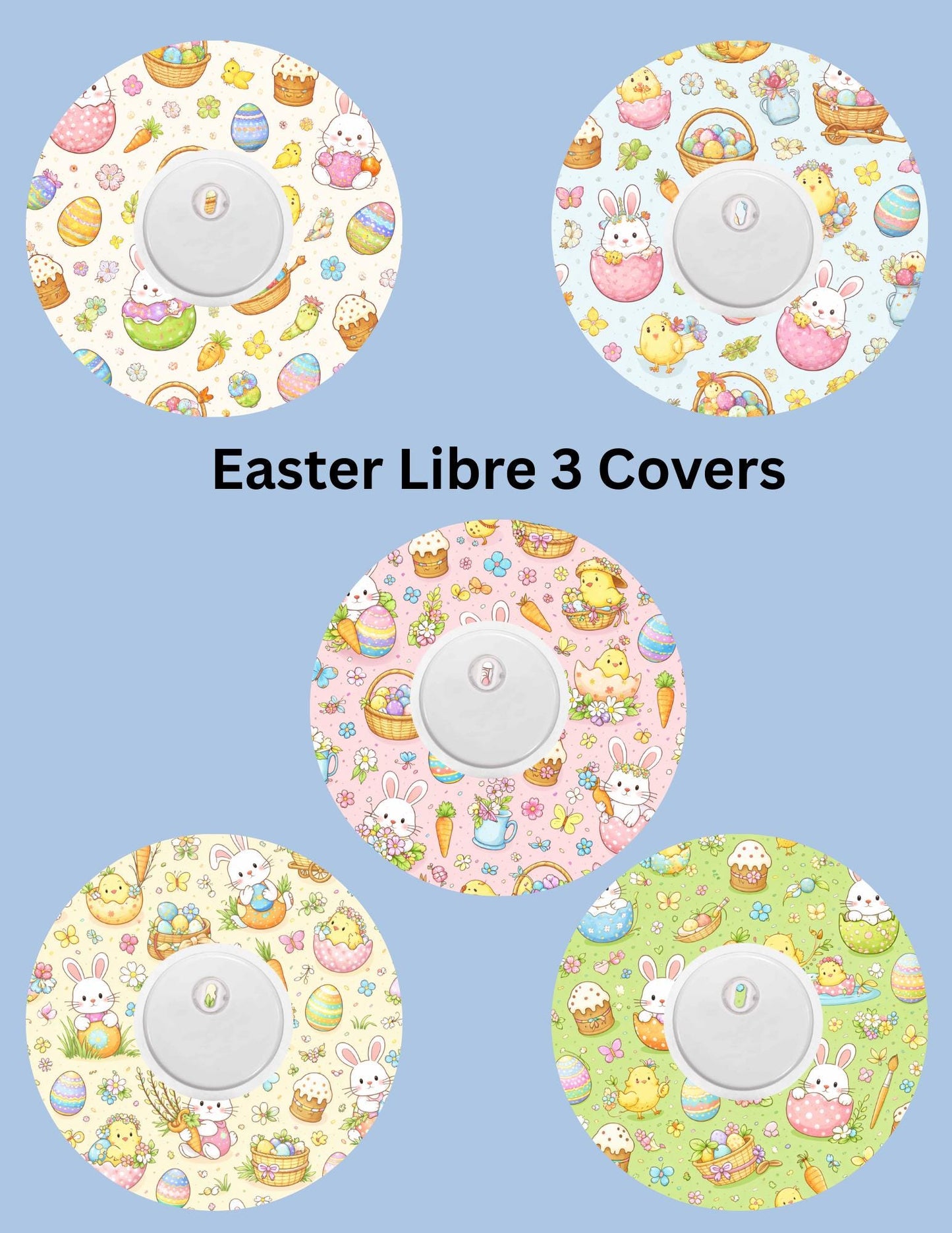 Easter Bunny Chicks CGM Patches, Dexcom G7, Libre 3, Omnipod, Pack of 5
