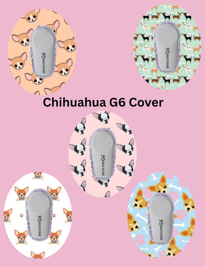 Chihuahua Dog CGM Patches, Dexcom G7, Libre 3, Omnipod Cover, Pack of 5
