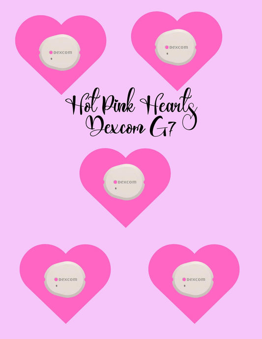 Barbie Inspired Dexcom G7/Libre CGM Cover Patches - Pink Hearts, Pack of 5