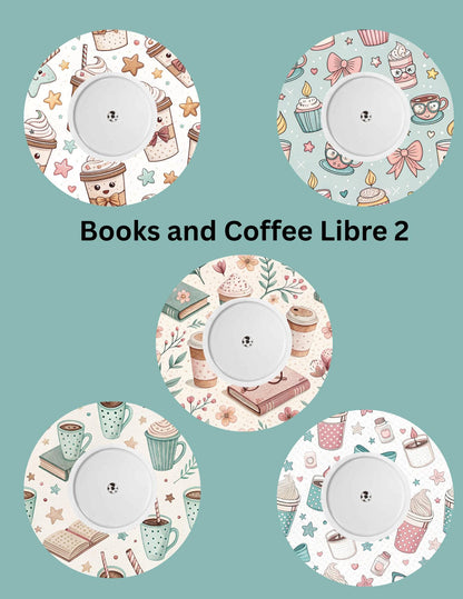Books and Coffee CGM Patches, Dexcom G7, Libre 3, Omnipod Cover, Pack of 5