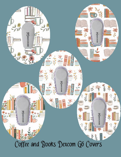 Coffee & Books CGM Stickers | Dexcom G7/G6, Libre 2/3 (5-Pack)