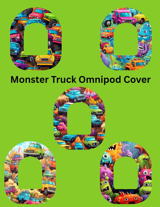 Omnipod Cover Monster Truck Theme Style Pack of 5